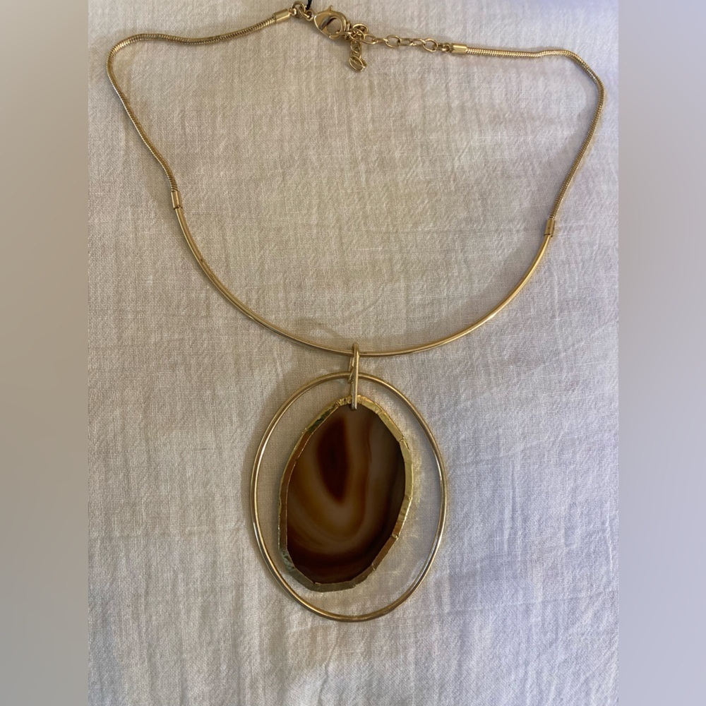 Choker Necklace with Faux Slab Agate Bohemian‎